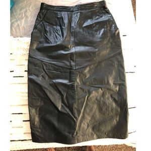 vintage lord & taylor leather pencil skirt